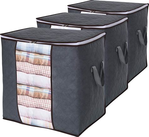 Storage Bags for Clothes, 4PCS Closet Organizers and Storage Bags, 90L Large Capacity Clothing Storage Bags with Clear Window, 3 Layer Fabric Storage Bags for Clothes, Blankets, Comforters and Bedding. . Comforter storage bags